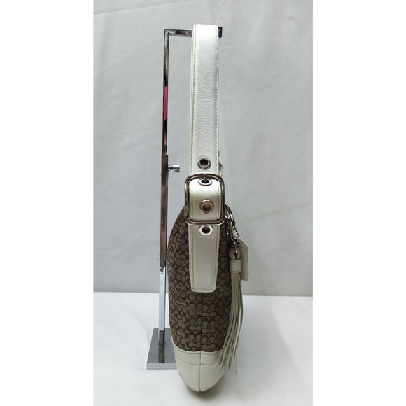 Coach Signature Brown Canvas Leather Trim Crossbody Shoulder Bag - Picture 4 of 16